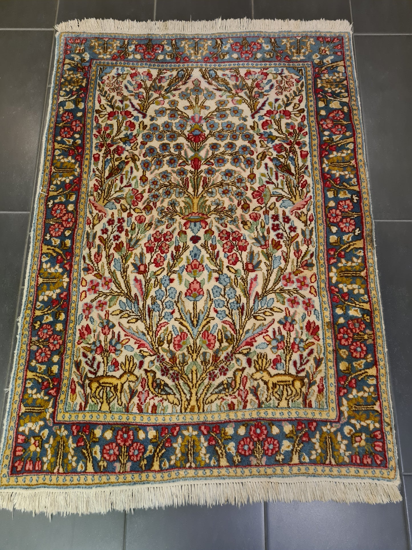 Perserteppich Orientteppich Handgeknüpfter Teppich Kirman 130x90cm
