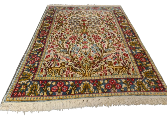 Perserteppich Orientteppich Handgeknüpfter Teppich Kirman 130x90cm
