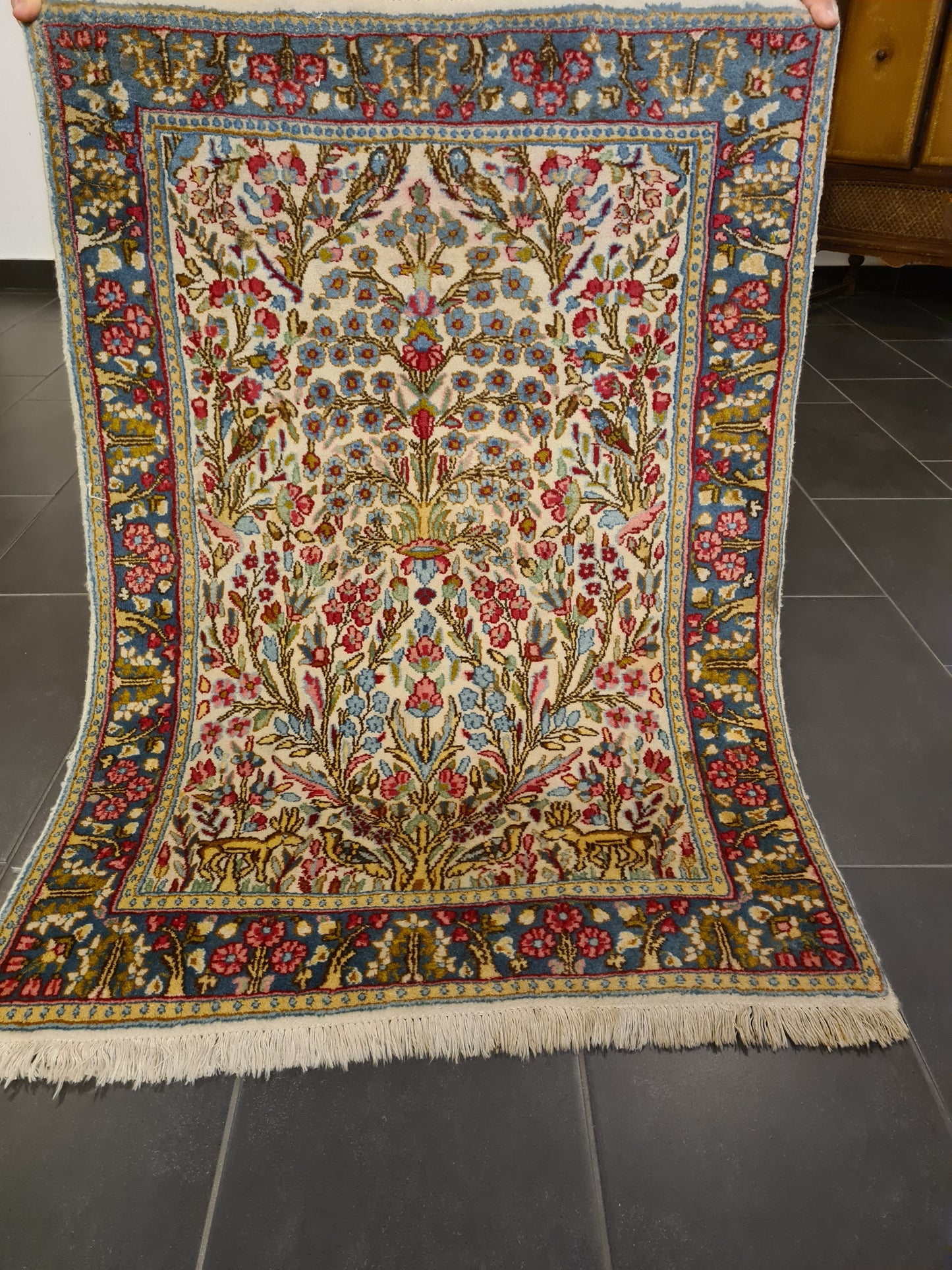 Perserteppich Orientteppich Handgeknüpfter Teppich Kirman 130x90cm
