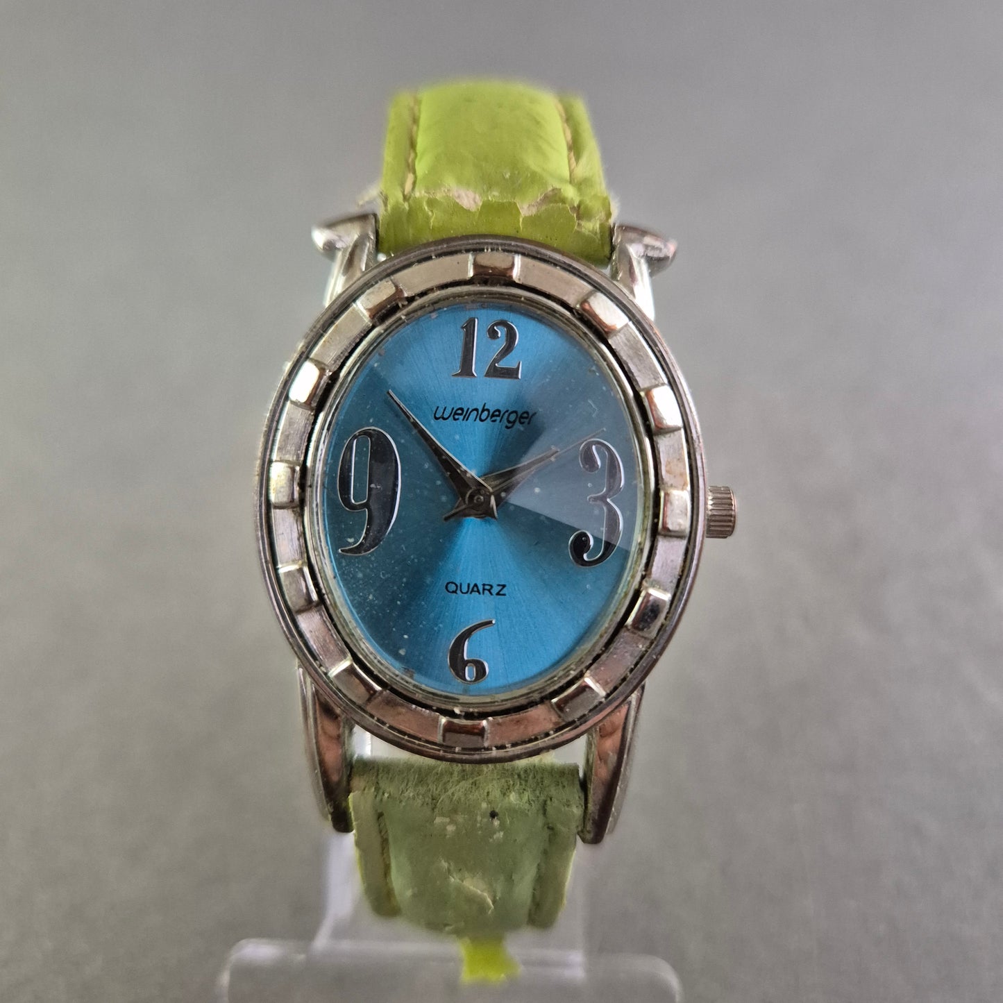 Weinberger Damen Uhr – Türkisblaues Zifferblatt mit grünem Lederband