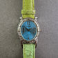 Weinberger Damen Uhr – Türkisblaues Zifferblatt mit grünem Lederband