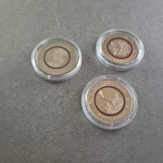 3x 5-Euro-Gedenkmünzen – Tropische Zonen & Planet Erde mit Polymer-Ring