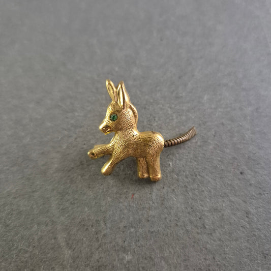 Goldfarbene Tierbrosche in Eselform – Vintage Anstecknadel mit Detail