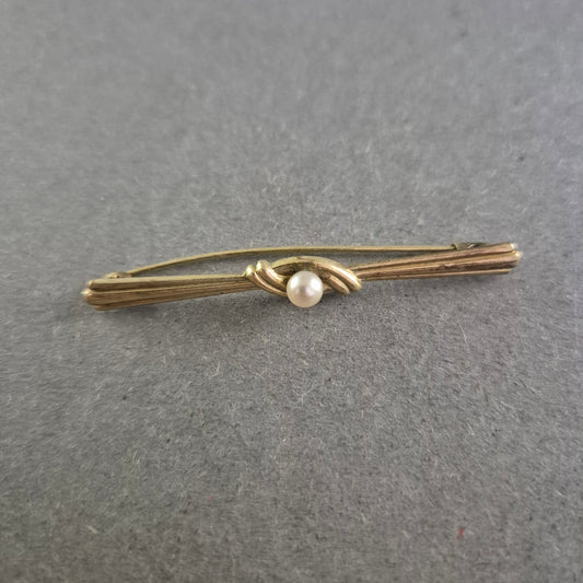 Vintage Anstecknadel mit echter Perle – Schlichte Eleganz im Retro-Stil