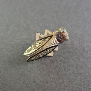 Vintage Brosche in Insektenform mit Strass und Emaille
