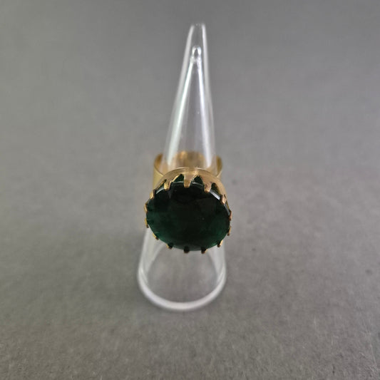 Auffälliger Vintage-Ring mit großem grünen Stein – Statement-Piece
