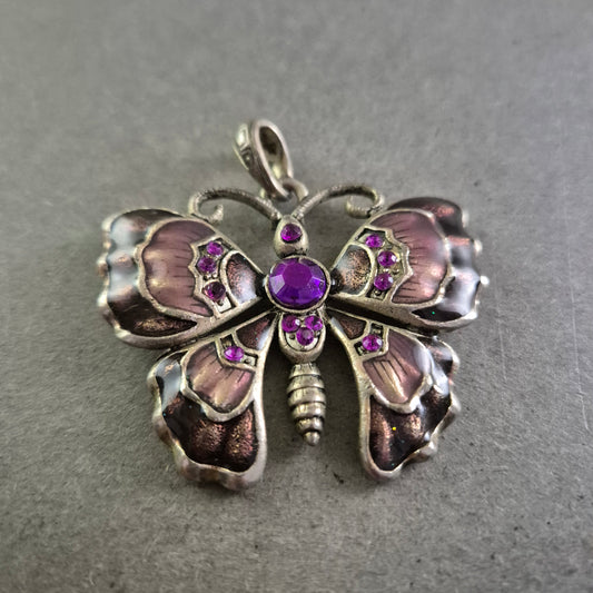 Vintage-Anhänger Schmetterling mit lila Steinen – Romantischer Look