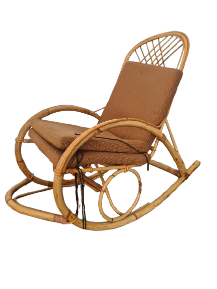 Französischer Mid-Century Bambus-Schaukelstuhl 120cm – Gallery Jarrodi