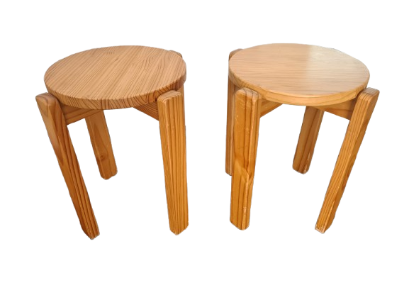 2er Set Holz-Hocker 1970er Jahre 47x35cm