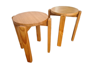 2er Set Holz-Hocker 1970er Jahre 47x35cm