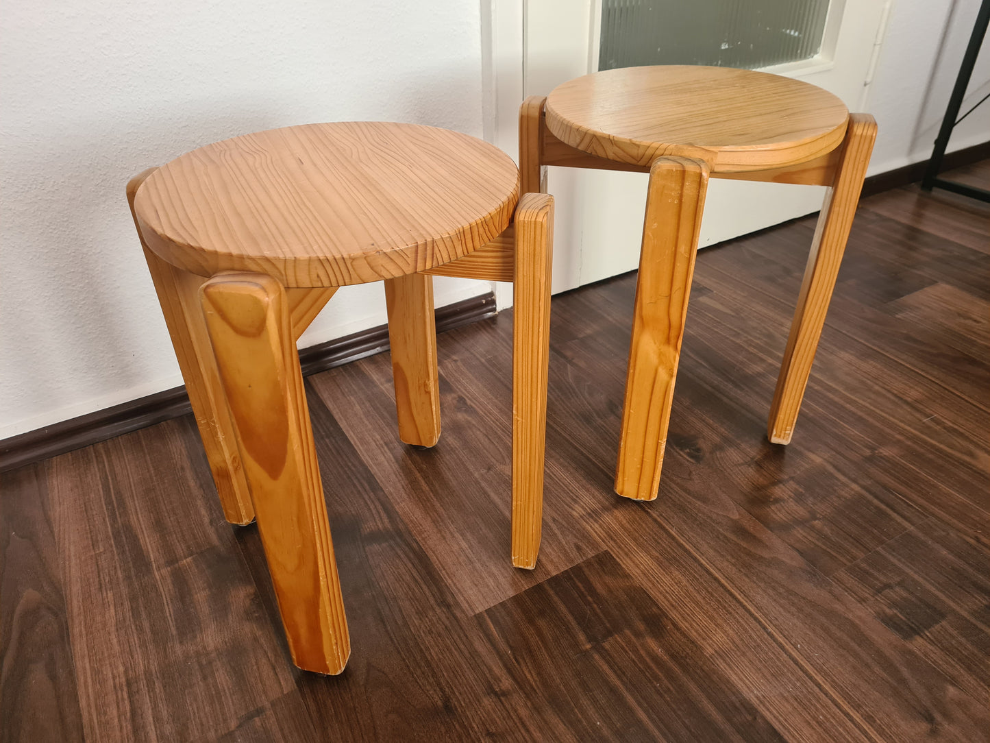 2er Set Holz-Hocker 1970er Jahre 47x35cm