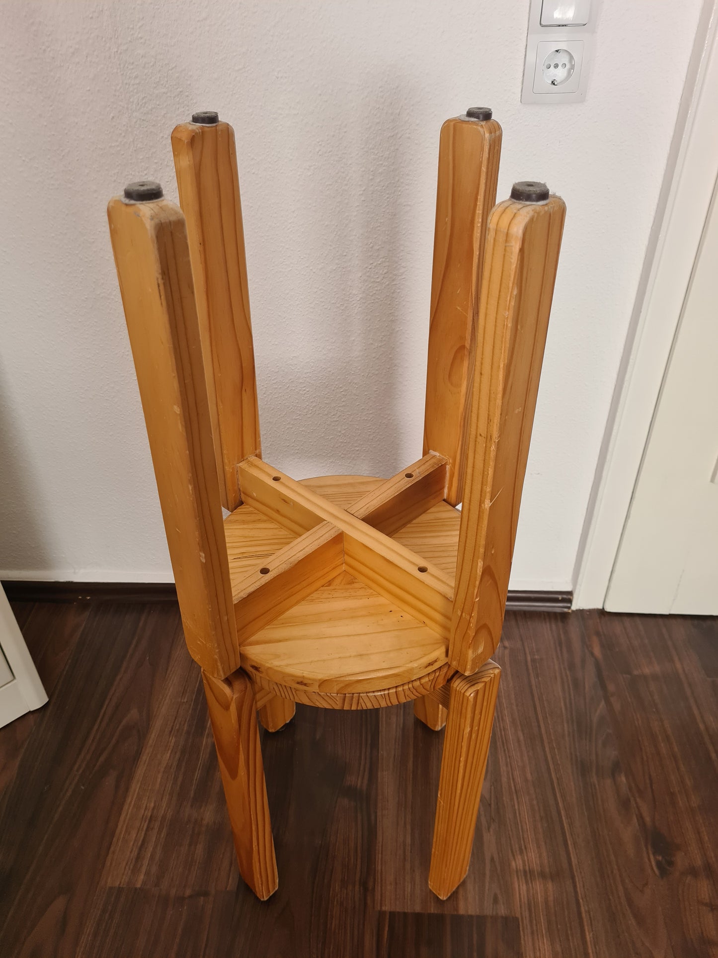 2er Set Holz-Hocker 1970er Jahre 47x35cm