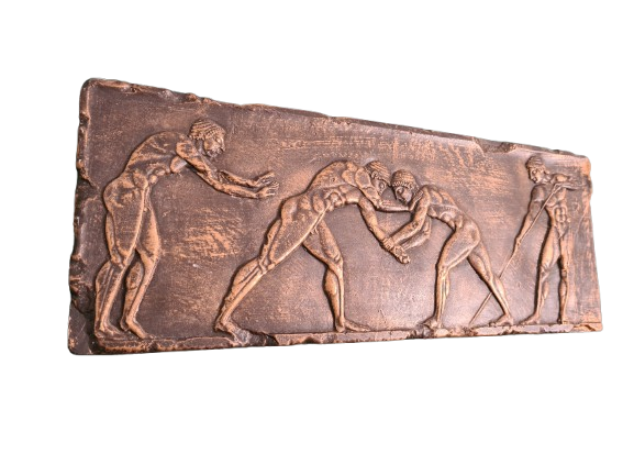 Relief-Wandbild – Griechische Kämpfer in massivem Stein 80x30cm