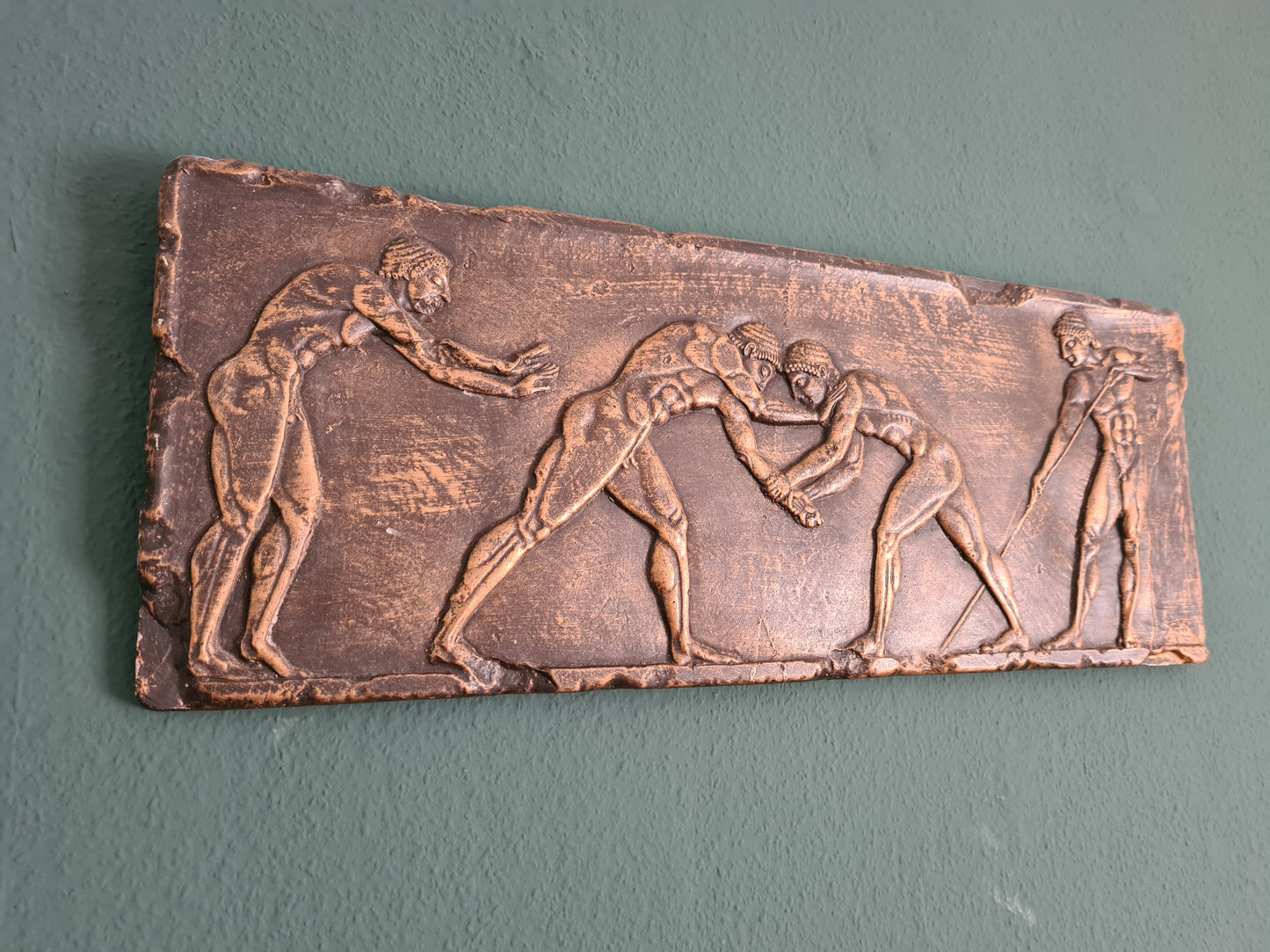 Relief-Wandbild – Griechische Kämpfer in massivem Stein 80x30cm