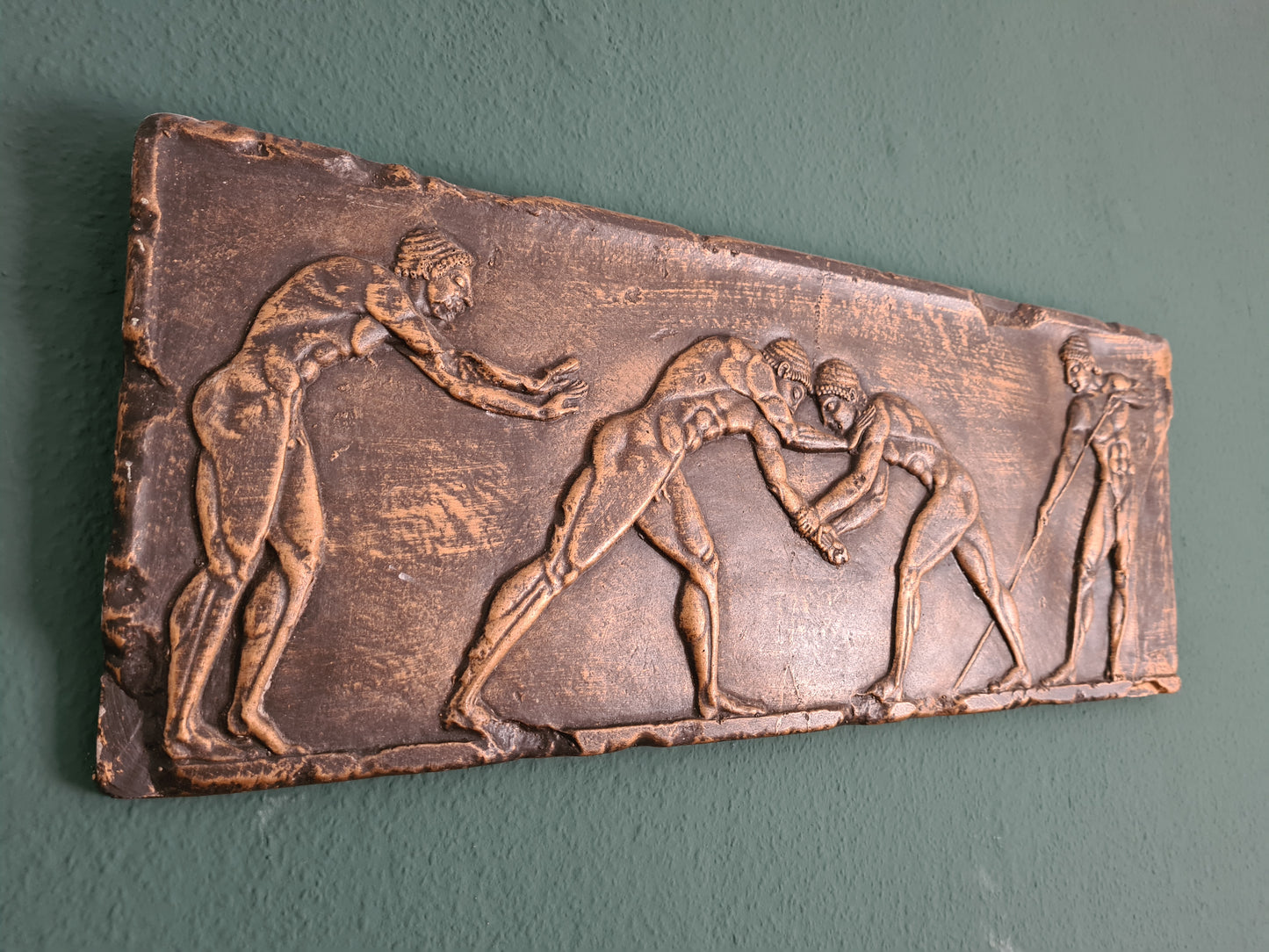 Relief-Wandbild – Griechische Kämpfer in massivem Stein 80x30cm