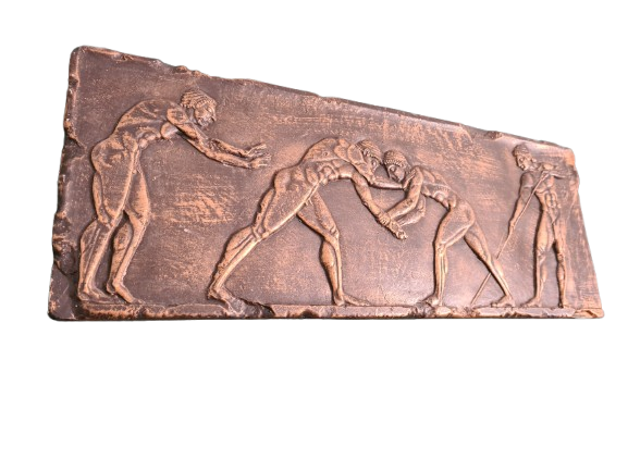 Relief-Wandbild – Griechische Kämpfer in massivem Stein 80x30cm