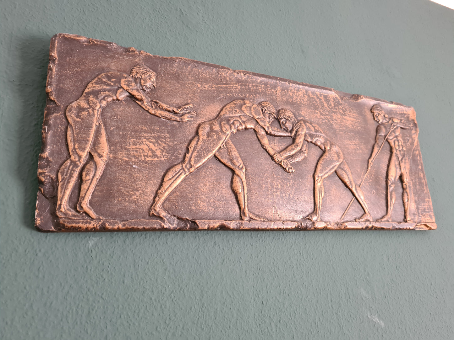 Relief-Wandbild – Griechische Kämpfer in massivem Stein 80x30cm