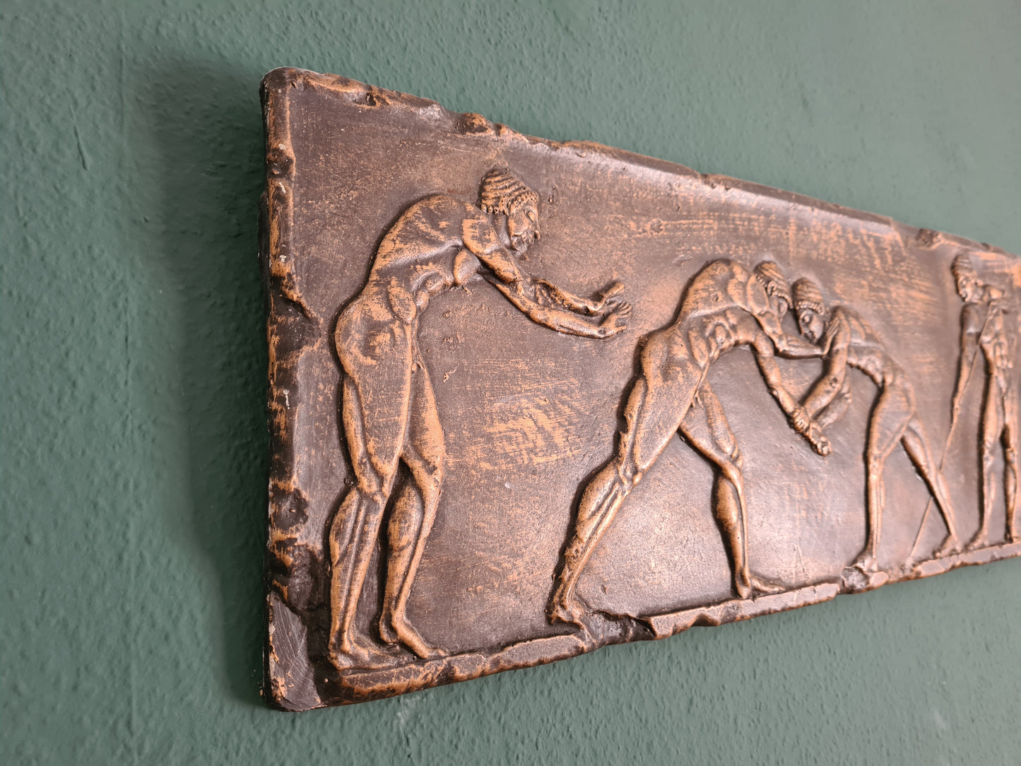 Relief-Wandbild – Griechische Kämpfer in massivem Stein 80x30cm