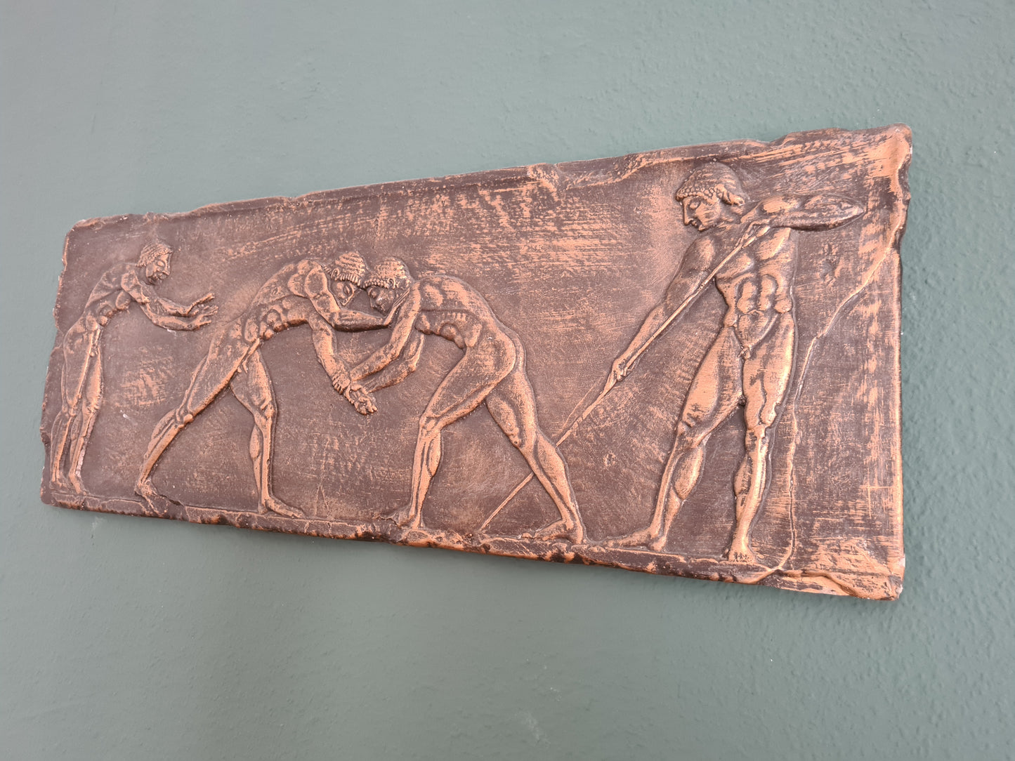 Relief-Wandbild – Griechische Kämpfer in massivem Stein 80x30cm