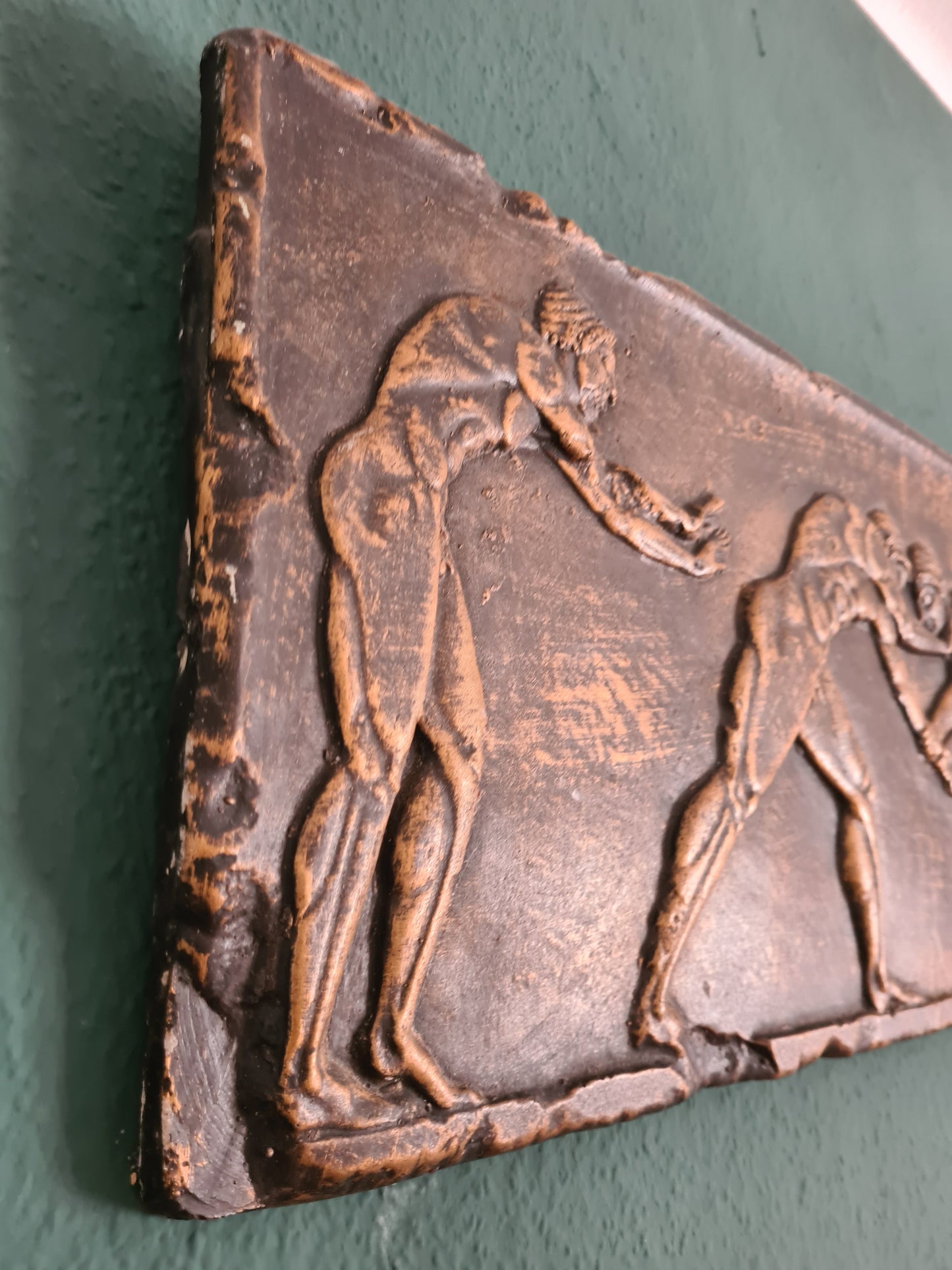 Relief-Wandbild – Griechische Kämpfer in massivem Stein 80x30cm