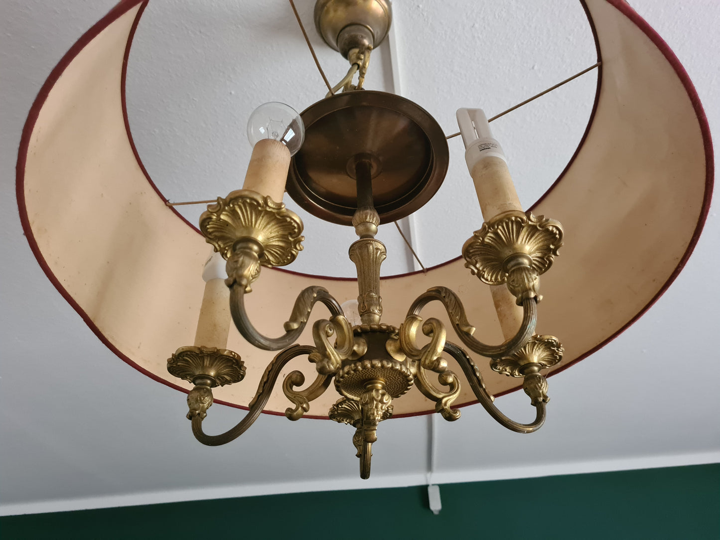 Antike Deckenlampe im Art-Déco-Stil  Bronze 5-armig 50cm