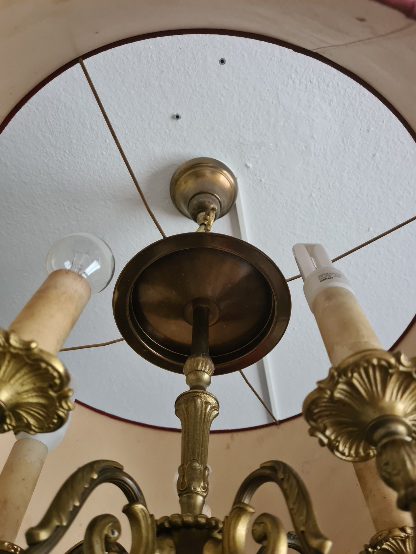 Antike Deckenlampe im Art-Déco-Stil  Bronze 5-armig 50cm