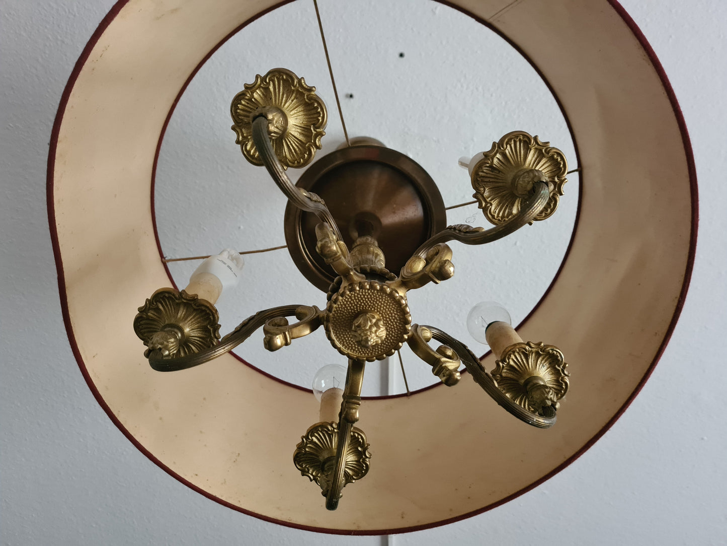 Antike Deckenlampe im Art-Déco-Stil  Bronze 5-armig 50cm