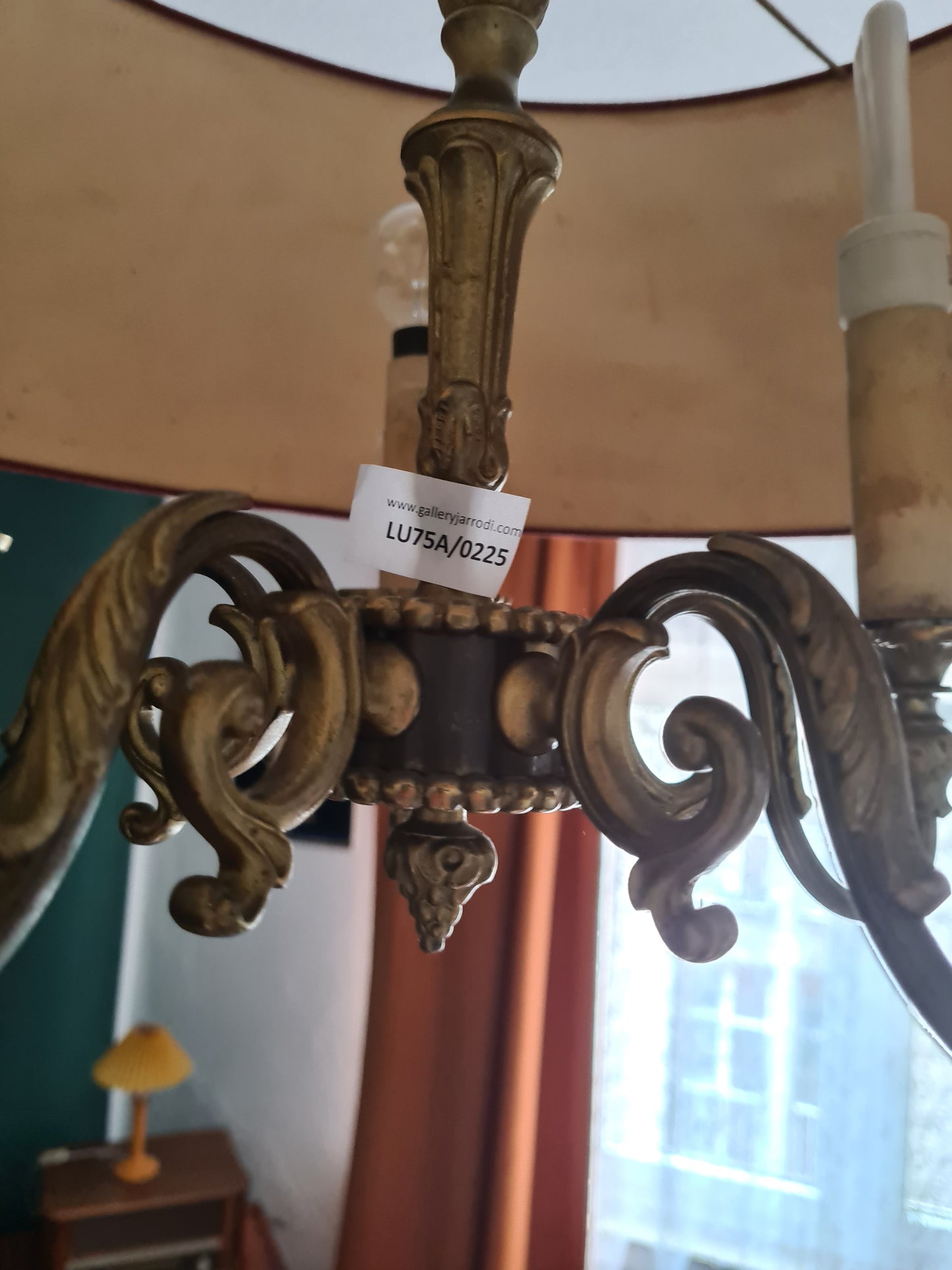 Antike Deckenlampe im Art-Déco-Stil  Bronze 5-armig 50cm