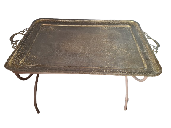 Antiker Tablett Tisch Messing Metall Tisch Orient Serviertisch 85x50cm