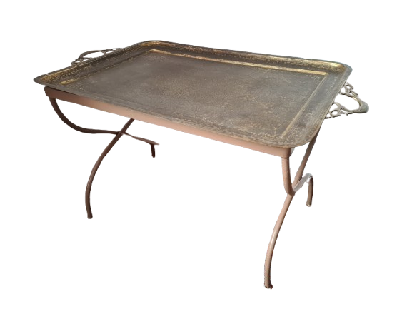 Antiker Tablett Tisch Messing Metall Tisch Orient Serviertisch 85x50cm