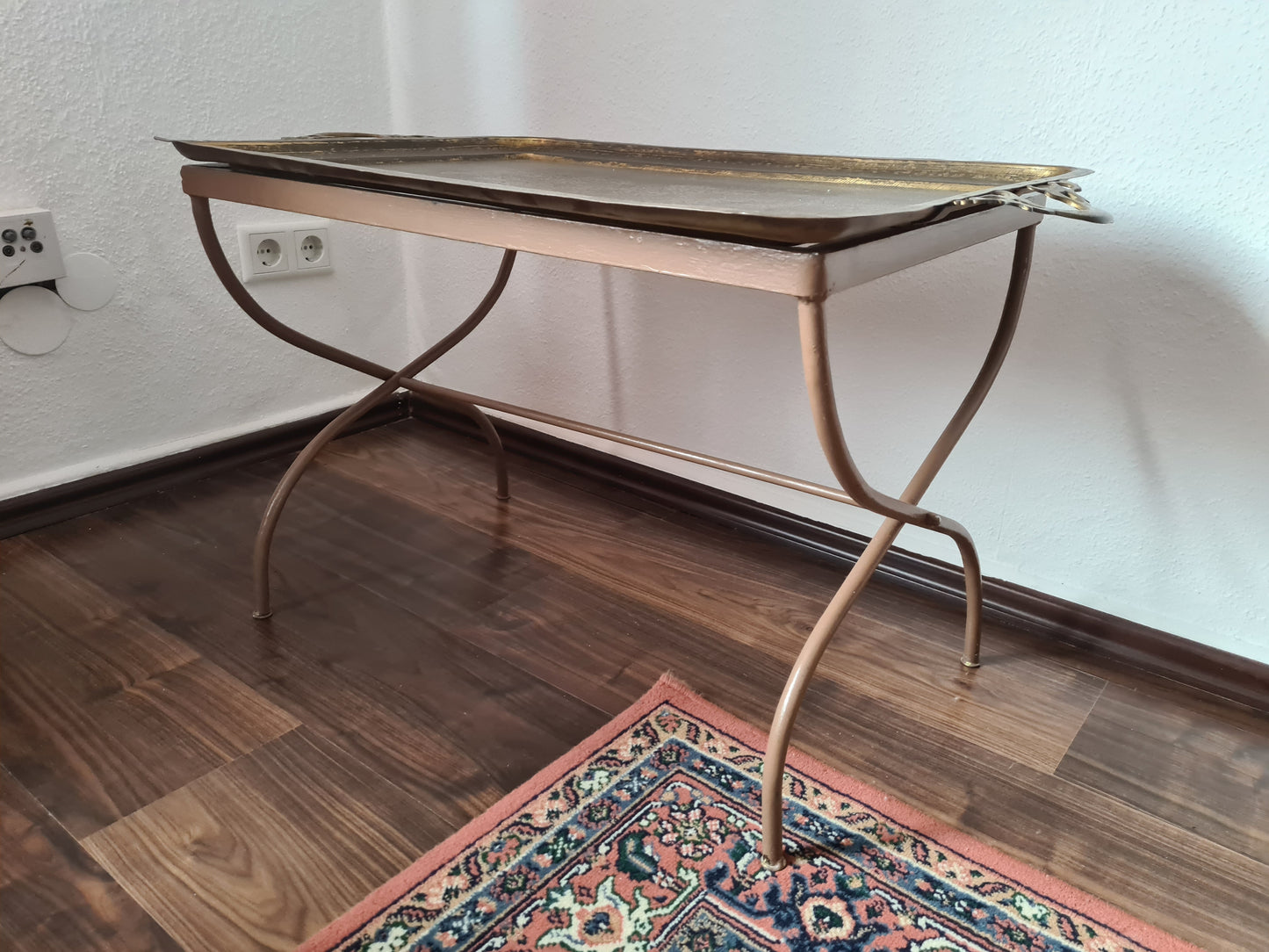 Antiker Tablett Tisch Messing Metall Tisch Orient Serviertisch 85x50cm