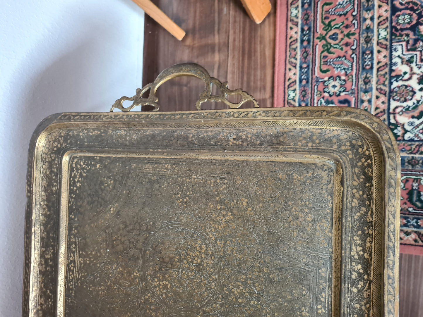 Antiker Tablett Tisch Messing Metall Tisch Orient Serviertisch 85x50cm