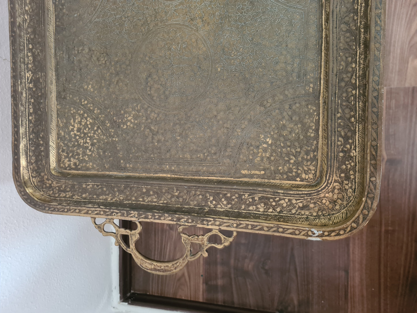 Antiker Tablett Tisch Messing Metall Tisch Orient Serviertisch 85x50cm