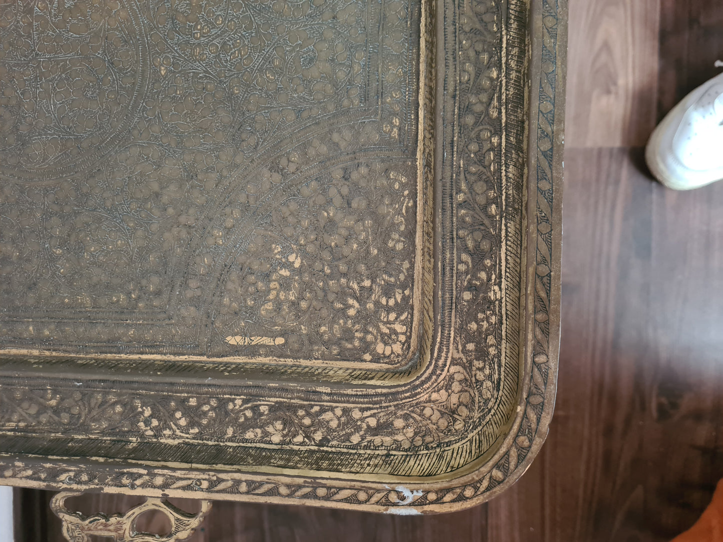 Antiker Tablett Tisch Messing Metall Tisch Orient Serviertisch 85x50cm