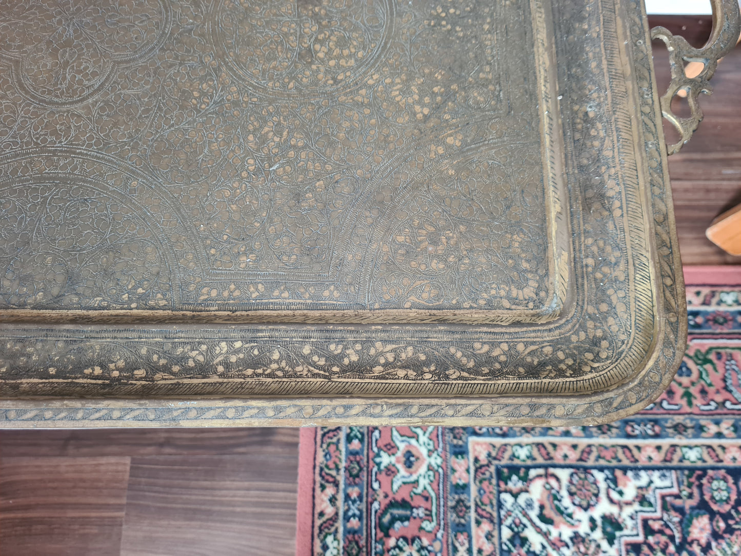 Antiker Tablett Tisch Messing Metall Tisch Orient Serviertisch 85x50cm