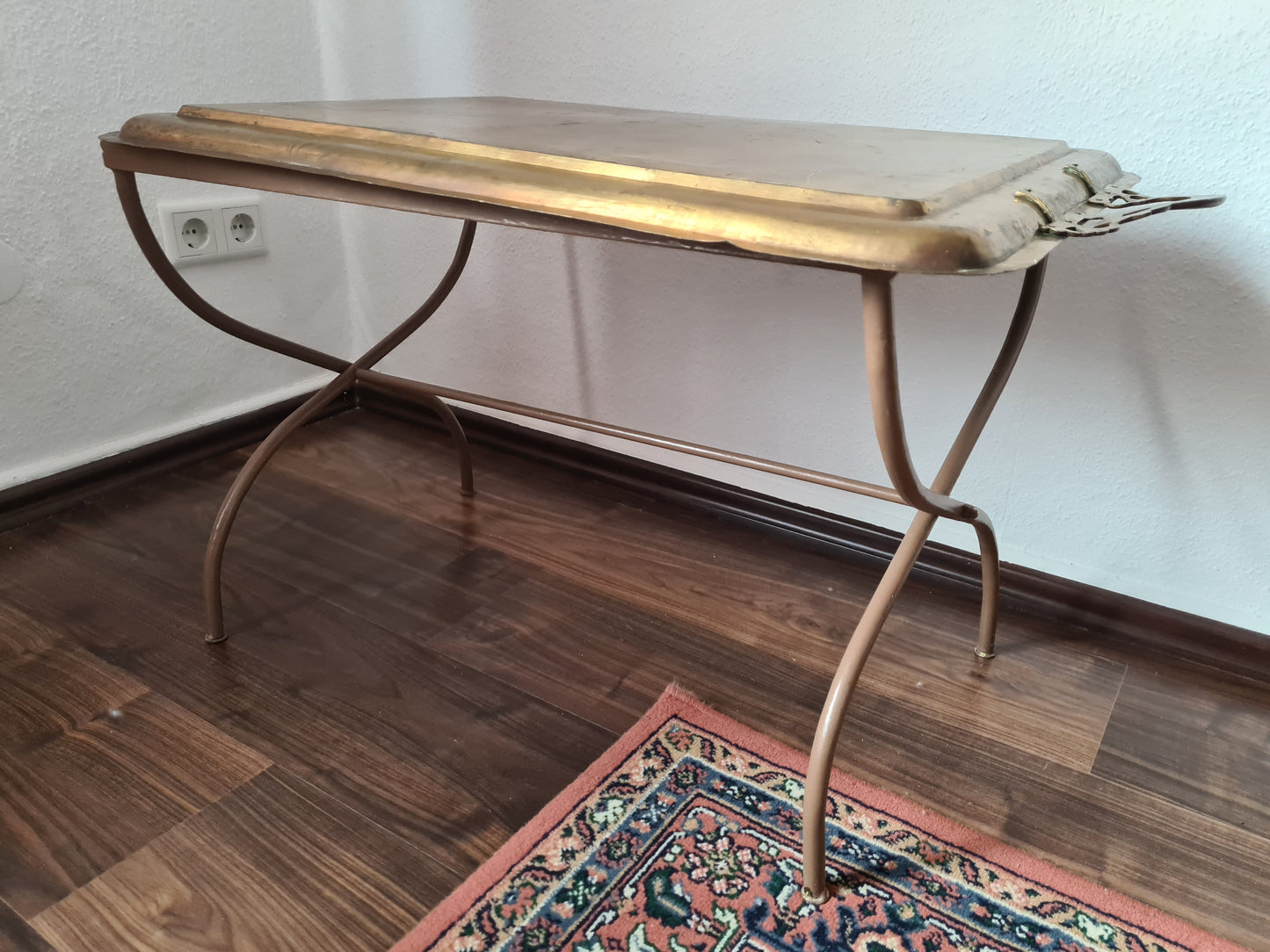 Antiker Tablett Tisch Messing Metall Tisch Orient Serviertisch 85x50cm