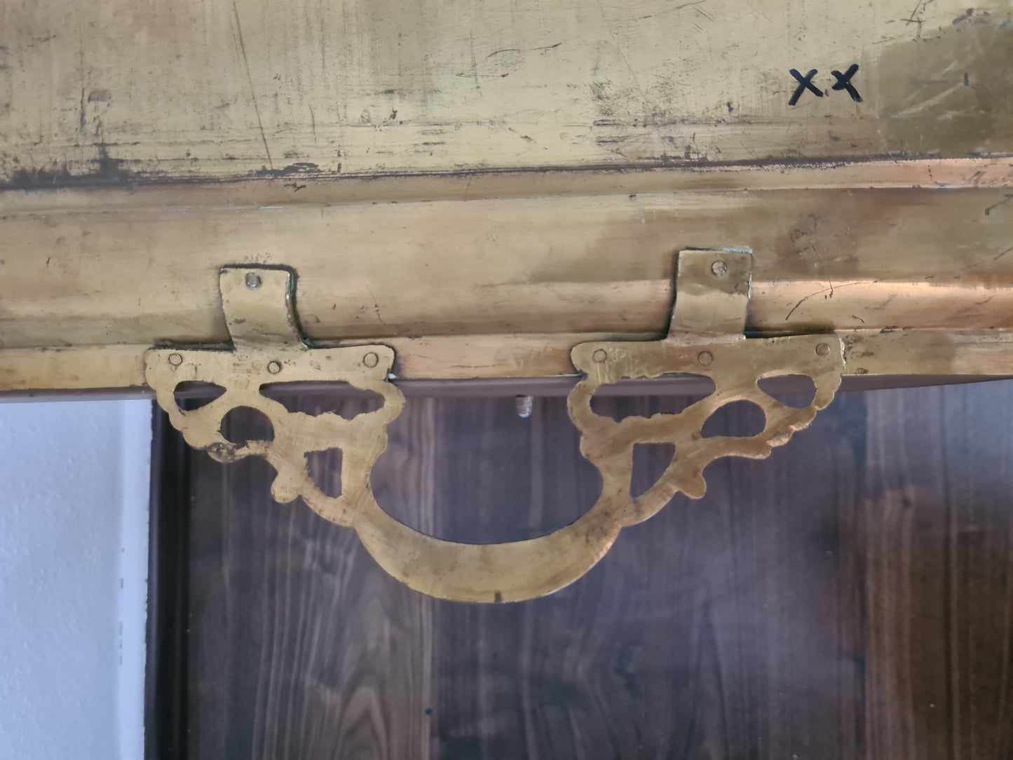 Antiker Tablett Tisch Messing Metall Tisch Orient Serviertisch 85x50cm