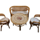 Mid-Century Vintage Sitzgruppe aus Rattan Bank 2 Sessel Tisch