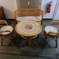 Mid-Century Vintage Sitzgruppe aus Rattan Bank 2 Sessel Tisch