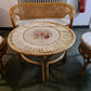 Mid-Century Vintage Sitzgruppe aus Rattan Bank 2 Sessel Tisch