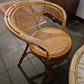 Mid-Century Vintage Sitzgruppe aus Rattan Bank 2 Sessel Tisch