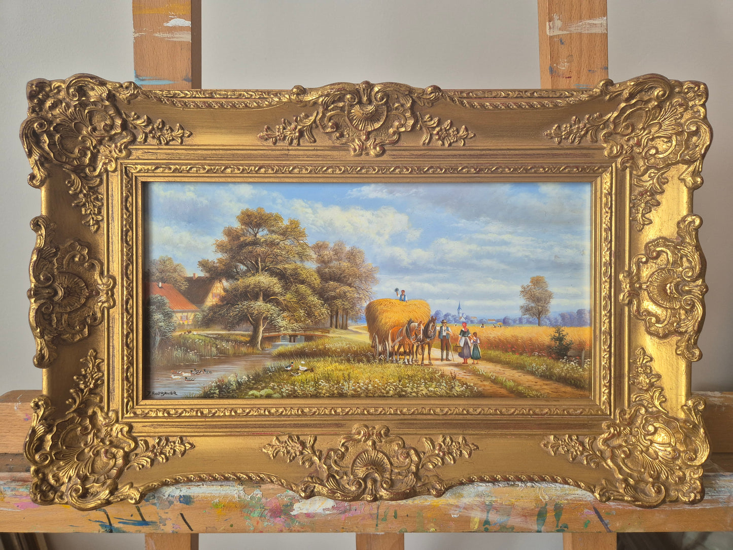 Josef Hofbauer (1907-1998) Ölgemälde Landschaft mit Feldarbeitern