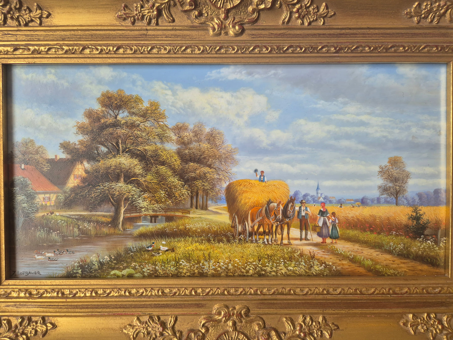 Josef Hofbauer (1907-1998) Ölgemälde Landschaft mit Feldarbeitern