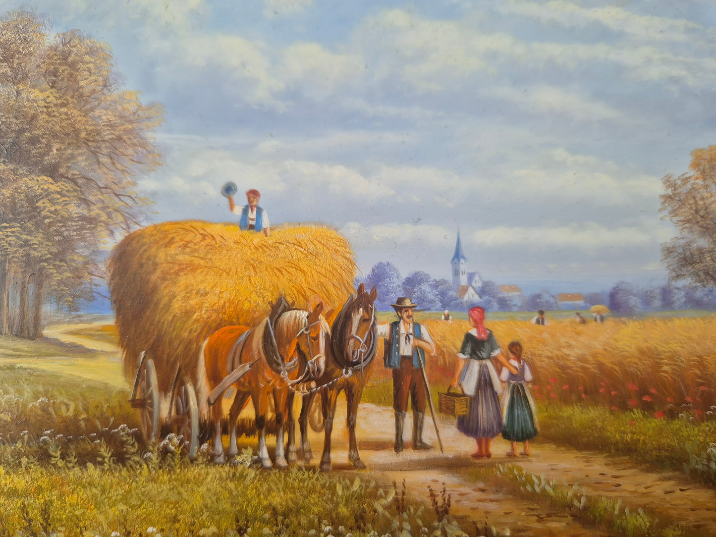 Josef Hofbauer (1907-1998) Ölgemälde Landschaft mit Feldarbeitern