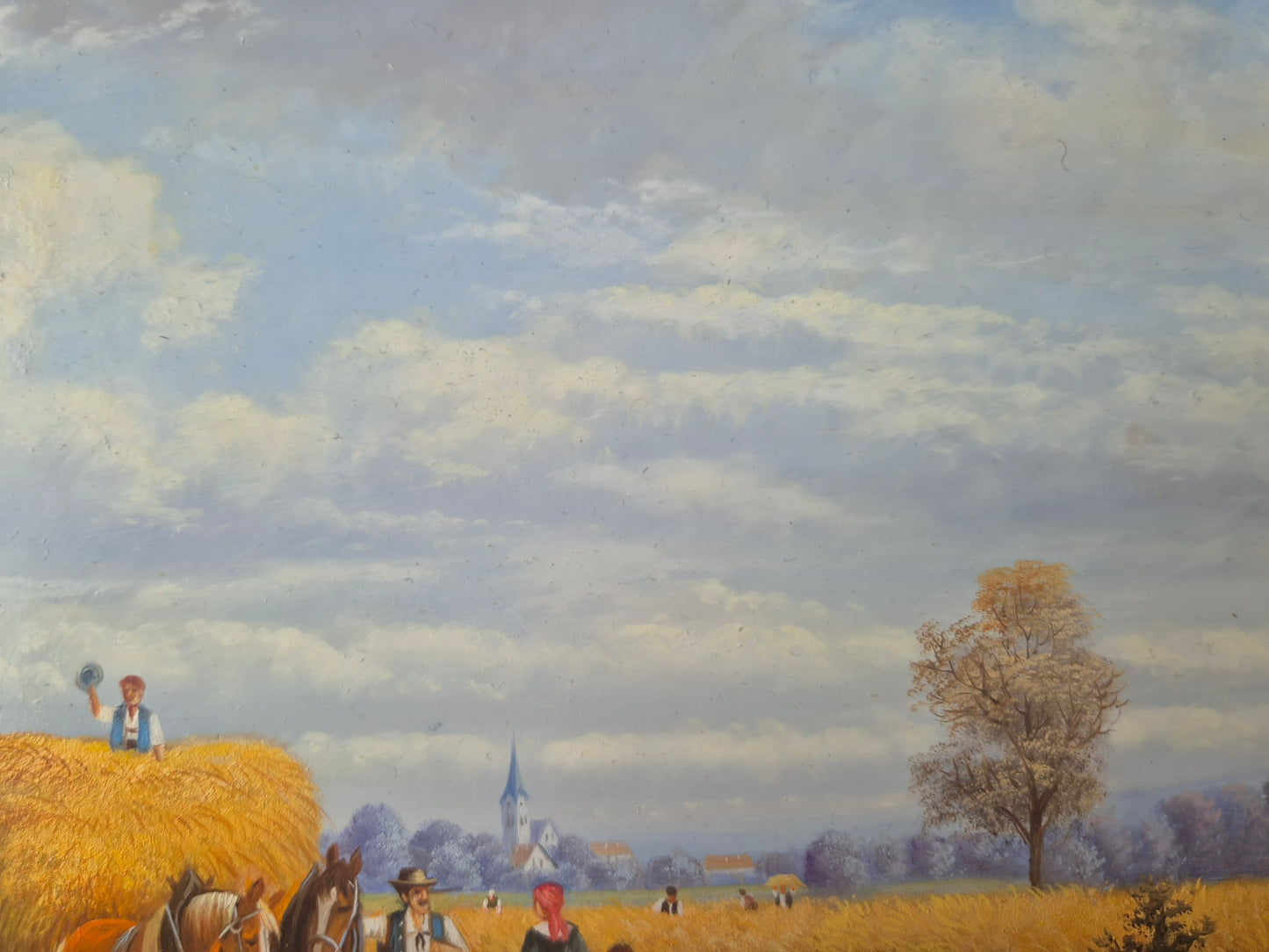 Josef Hofbauer (1907-1998) Ölgemälde Landschaft mit Feldarbeitern