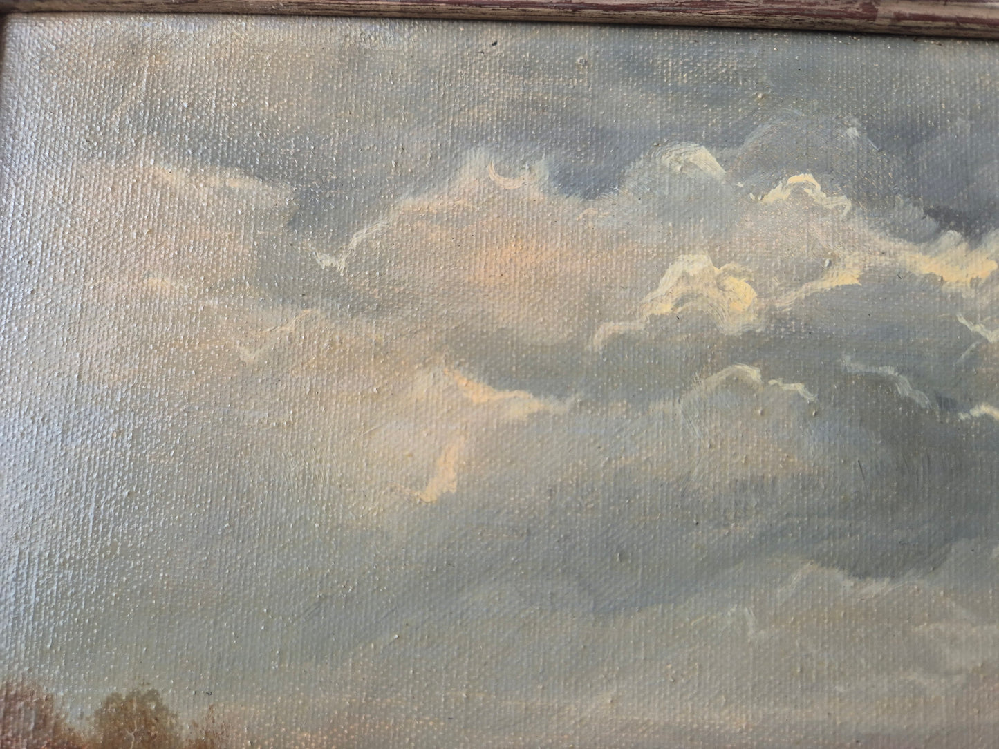 Europäische Schule (XX) Ölgemälde Handsigniert Landschaft mit See