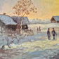 Ernst Gruber (geb. 1935) Ölgemälde Winterliche Dorfszene im Abendrot