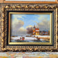 J.v. Heyden (XX)  Ölgemälde Winterlandschaft mit Dorf 21x27cm