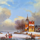 J.v. Heyden (XX)  Ölgemälde Winterlandschaft mit Dorf 21x27cm