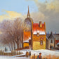 J.v. Heyden (XX)  Ölgemälde Winterlandschaft mit Dorf 21x27cm